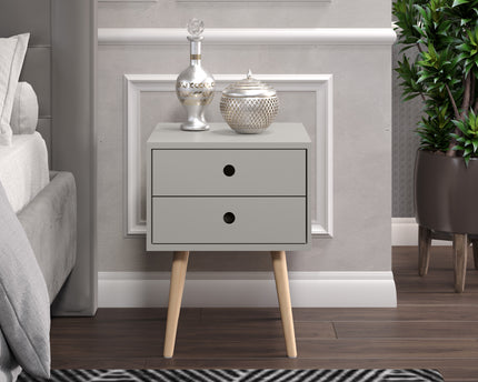 Painted - Scandia 2 Drawer Bedside - Tapered Wood Legs