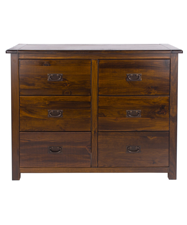 3+3 Drawer Wide Chest Dark Brown