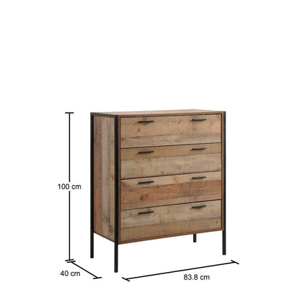 Stretton - 3 Piece Bedroom Set 4 Door Wardrobe - Rustic Oak
