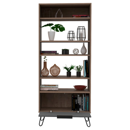 Modern Living - Display Bookcase - Door - Smoked Oak Effect