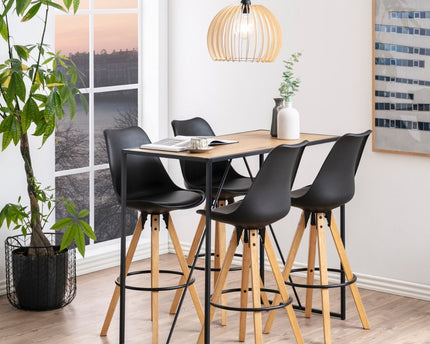 Seaford - Black Metal Bar Table with Oak Top