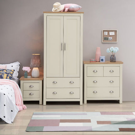 Lisbon - 3-Piece Bedroom Set - 2 Door Wardrobe, Chest of Drawers & Bedside Table