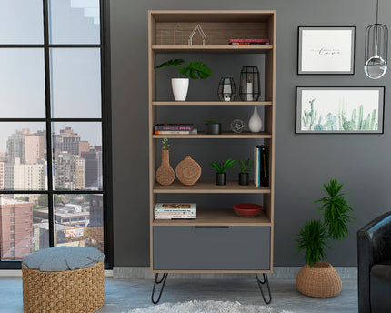Modern Living - Display Bookcase - Door - Smoked Oak Effect