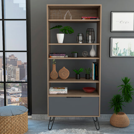 Modern Living - Display Bookcase - Door - Smoked Oak Effect