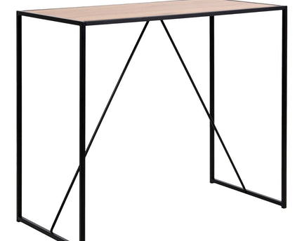 Seaford - Black Metal Bar Table with Oak Top