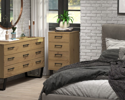 Modern Living - Compact Industrial 4 Drawer Narrow Chest