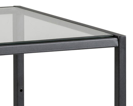 Seaford - Narrow Black Metal Bookcase with 2 Shelves