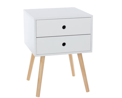 Painted - Scandia 2 Drawer Bedside - Tapered Wood Legs
