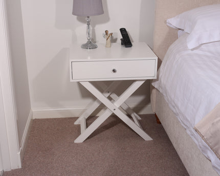 Painted - X Leg 1 Drawer Petite Bedside