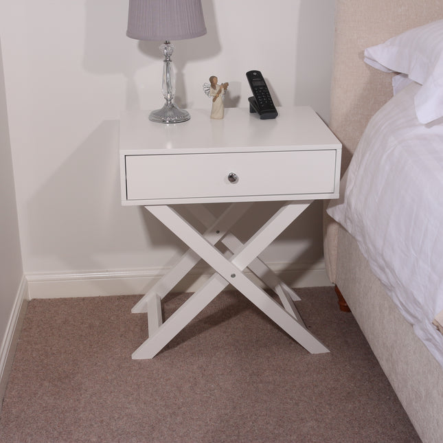 Painted - X Leg 1 Drawer Petite Bedside