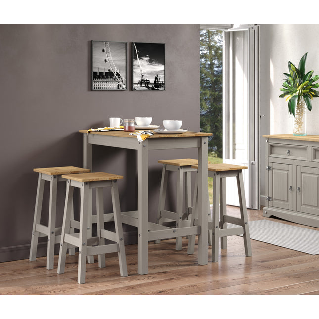 Corona - Grey Breakfast Table & 4 High Stool Set