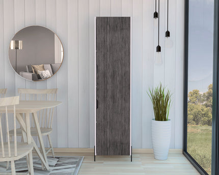 Modern Living - Tall Narrow Storage Cabinet - White & Carbon
