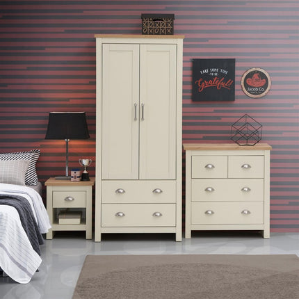 Lisbon - 3-Piece Set - 2 Door Wardrobe, 4 Drawer Chest & Bedside Table
