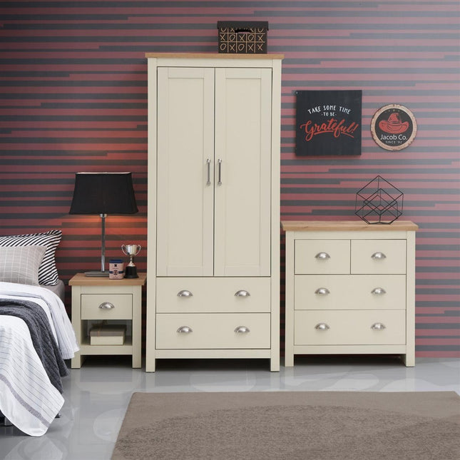 Lisbon - 3-Piece Set - 2 Door Wardrobe, 4 Drawer Chest & Bedside Table