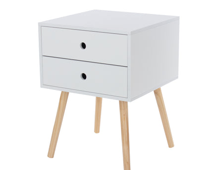 Painted - Scandia 2 Drawer Bedside - Tapered Wood Legs