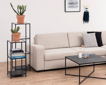 Seaford - Narrow Black Metal Bookcase with 2 Shelves
