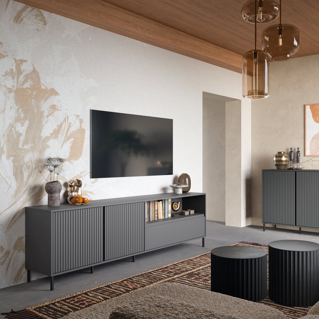 Avenale Wide Display TV Cabinet | 2 Door 1 Drawer | Choice of Alpine White Gloss, Anthracite or Cashmere