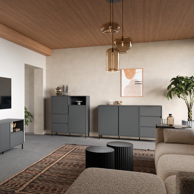 Avenale Sideboard | 2 Door 3 Drawer | Choice of Alpine White Gloss, Anthracite or Cashmere