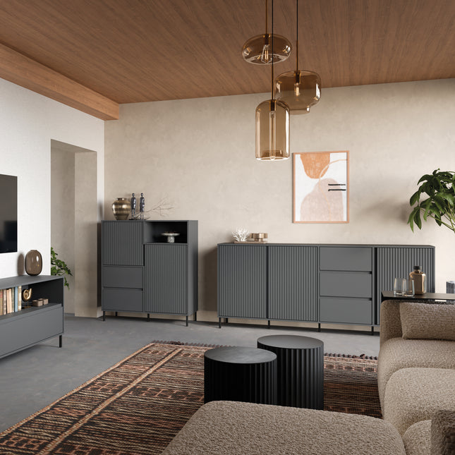 Avenale Sideboard | 3 Door 3 Drawer | Choice of Alpine White Gloss, Anthracite or Cashmere