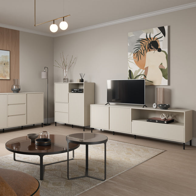 Avenale Wide Display TV Cabinet | 2 Door 1 Drawer | Choice of Alpine White Gloss, Anthracite or Cashmere