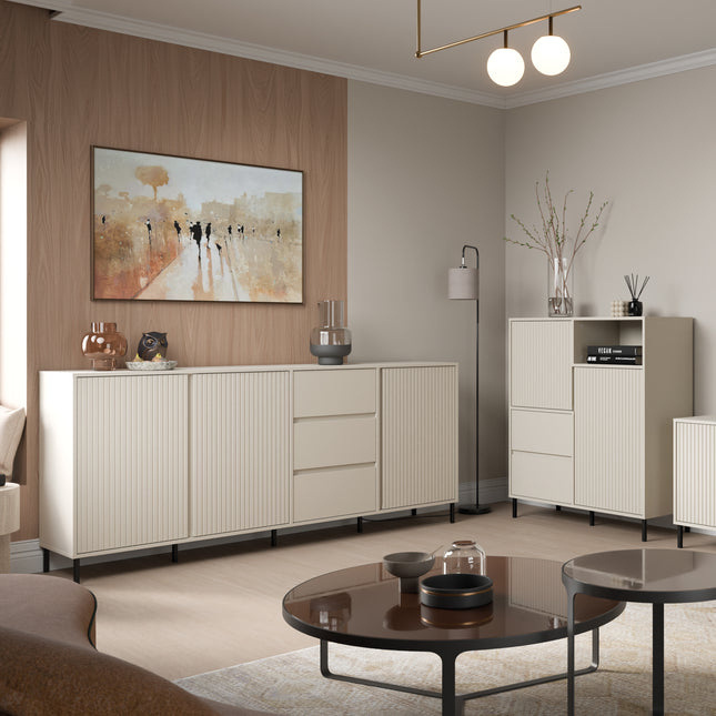 Avenale Sideboard | 3 Door 3 Drawer | Choice of Alpine White Gloss, Anthracite or Cashmere