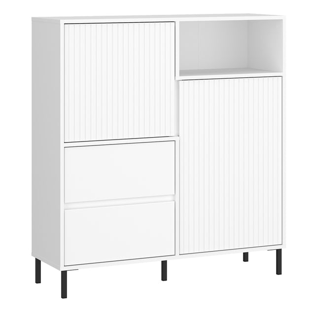 Avenale Contemporary Sideboard 105cm | 2 Door 2 Drawer | Alpine White Gloss, Anthracite & Cashmere