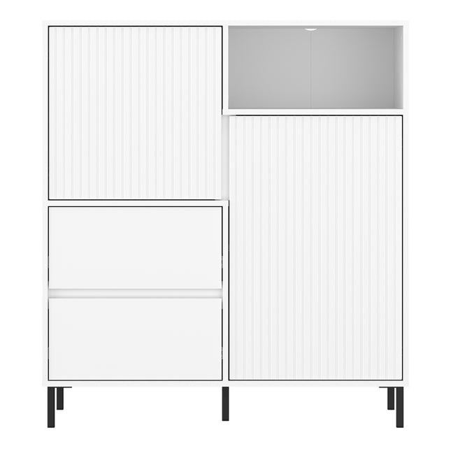 Avenale Contemporary Sideboard 105cm | 2 Door 2 Drawer | Alpine White Gloss, Anthracite & Cashmere