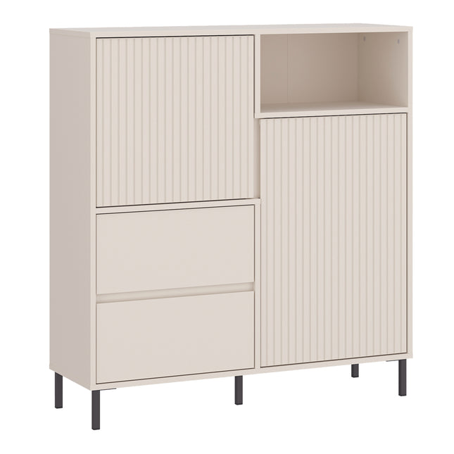 Avenale Contemporary Sideboard 105cm | 2 Door 2 Drawer | Alpine White Gloss, Anthracite & Cashmere