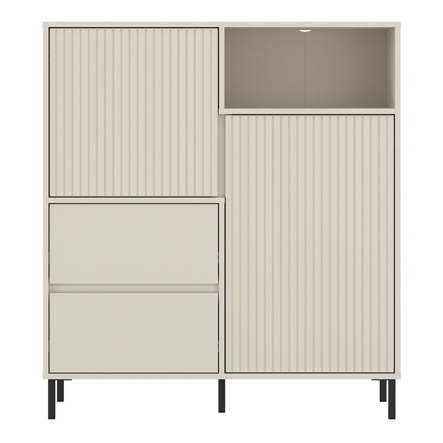 Avenale Contemporary Sideboard 105cm | 2 Door 2 Drawer | Alpine White Gloss, Anthracite & Cashmere
