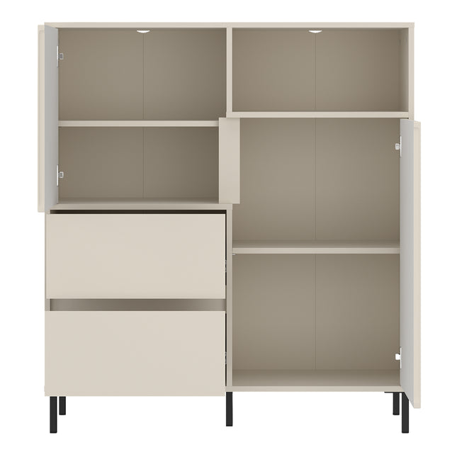 Avenale Contemporary Sideboard 105cm | 2 Door 2 Drawer | Alpine White Gloss, Anthracite & Cashmere