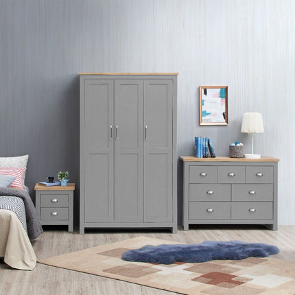 Lisbon - 3-Piece Set - 3 Door Wardrobe, 7 Drawer Chest & 2 Drawer Bedside Table