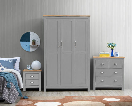 Lisbon - 3-Piece Set - 3 Door Wardrobe, 4 Drawer Chest & 2 Drawer Bedside Table