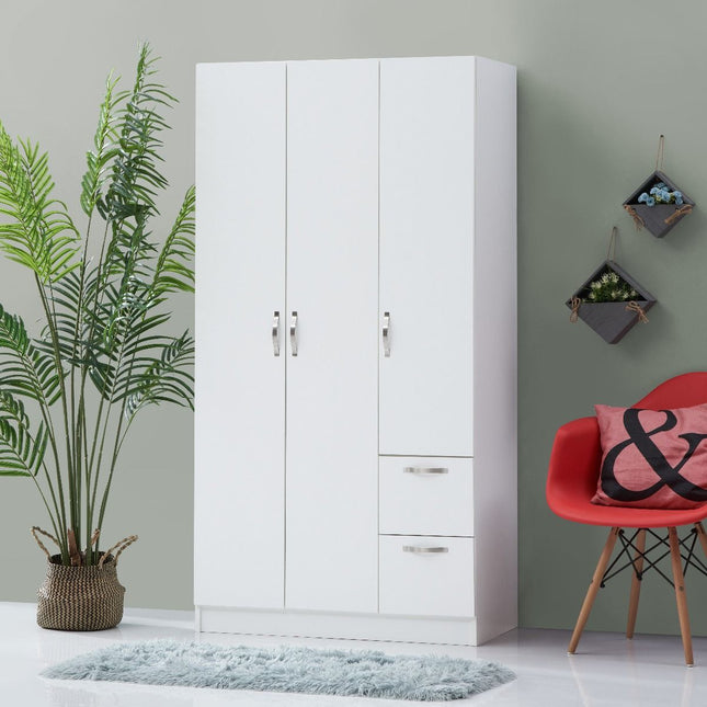Essentials - 3 Door Double Wardrobe - 2 Drawers