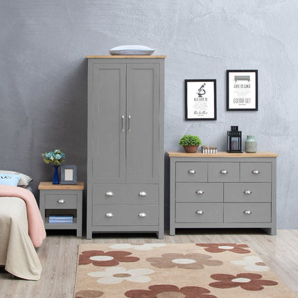 Lisbon - 3-Piece Set - 2 Door Wardrobe, 7 Drawer Chest & Bedside Table