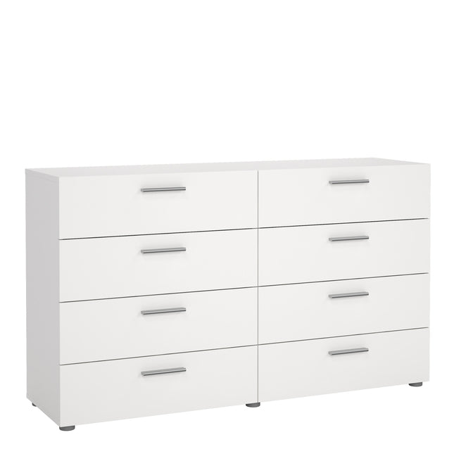 Pepe Wide Chest of 8 Drawers (4+4) | Choice of Oak & White Gloss, Walnut or White