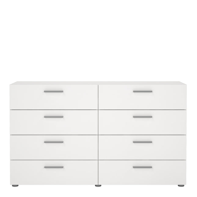 Pepe Wide Chest of 8 Drawers (4+4) | Choice of Oak & White Gloss, Walnut or White