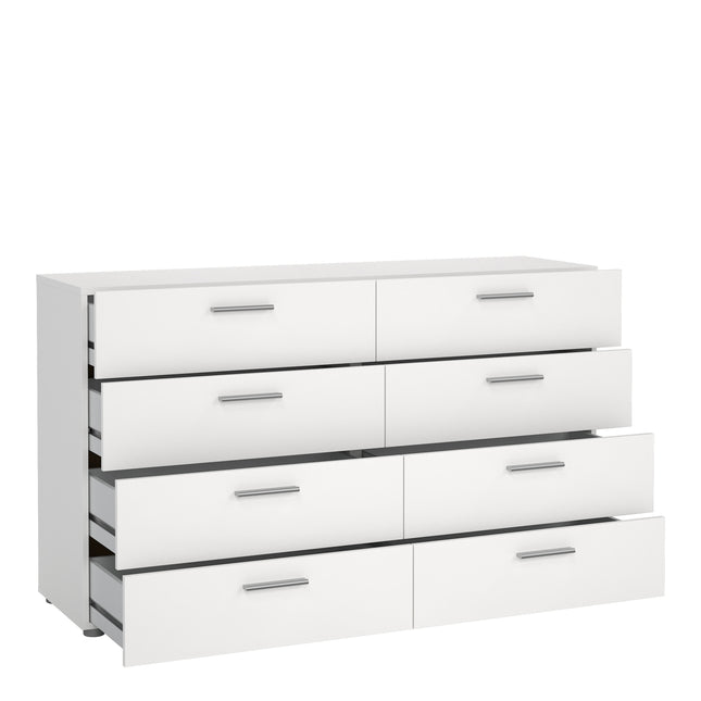 Pepe Wide Chest of 8 Drawers (4+4) | Choice of Oak & White Gloss, Walnut or White