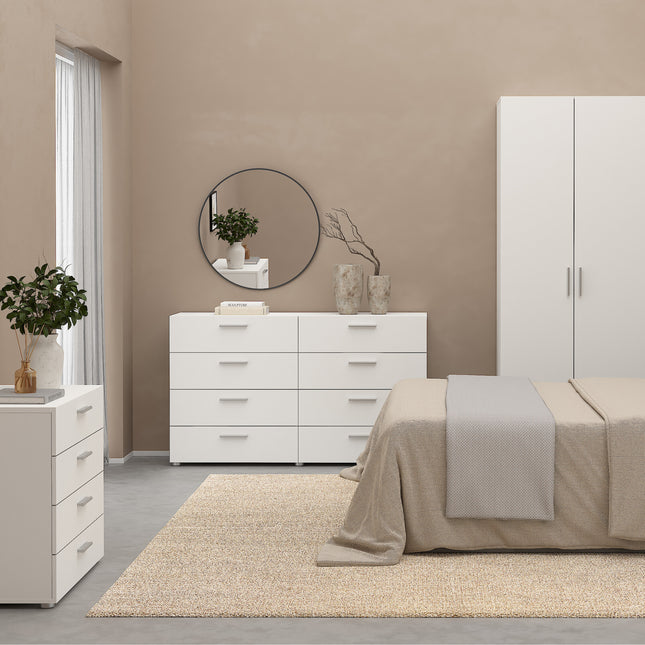 Pepe Wide Chest of 8 Drawers (4+4) | Choice of Oak & White Gloss, Walnut or White