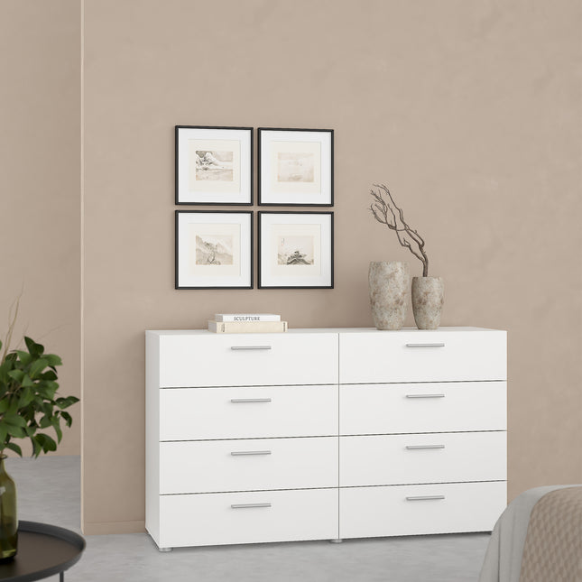 Pepe Wide Chest of 8 Drawers (4+4) | Choice of Oak & White Gloss, Walnut or White