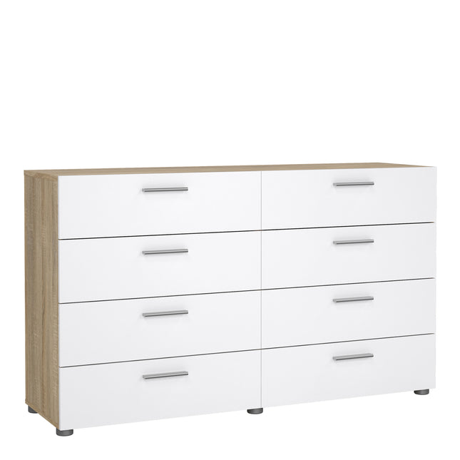 Pepe Wide Chest of 8 Drawers (4+4) | Choice of Oak & White Gloss, Walnut or White