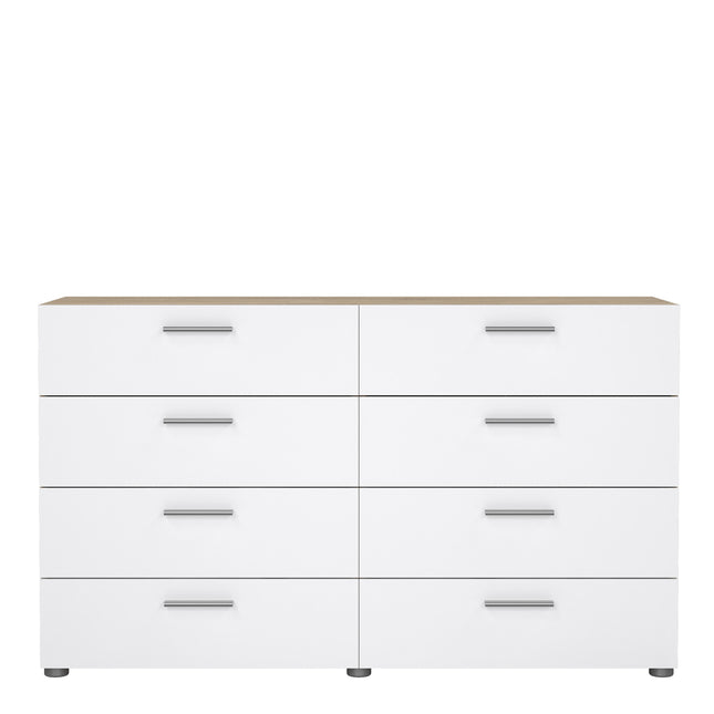 Pepe Wide Chest of 8 Drawers (4+4) | Choice of Oak & White Gloss, Walnut or White