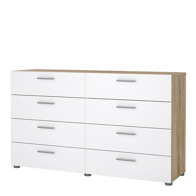 Pepe Wide Chest of 8 Drawers (4+4) | Choice of Oak & White Gloss, Walnut or White