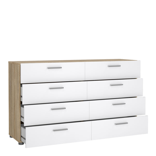 Pepe Wide Chest of 8 Drawers (4+4) | Choice of Oak & White Gloss, Walnut or White