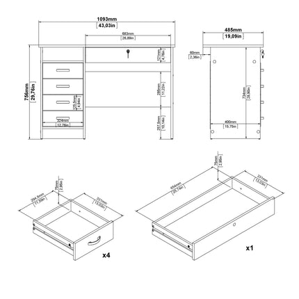 Function Plus - Desk 5 Drawers