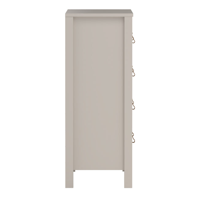 Narrow chest of drawers with three pull-out drawers, finished in a soft beige tone