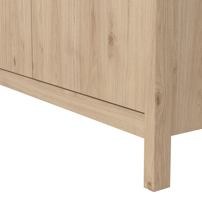 Wardrobe with two doors featuring a light wood finish and a simple, clean design with a flat base