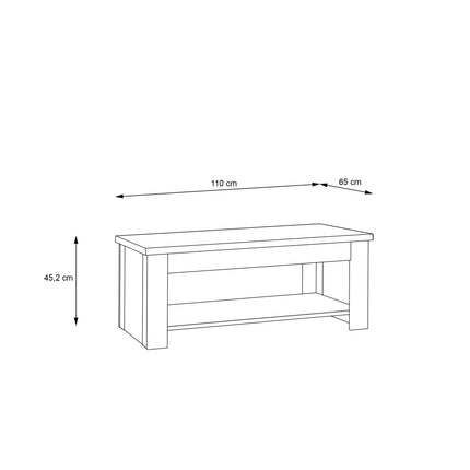 Corona Coffee Table with Shelf Oak Effect 110cm Rustic