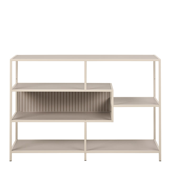 Seaford Wide Grey Steel Bookcase With 4 Grey Melamine Shelves