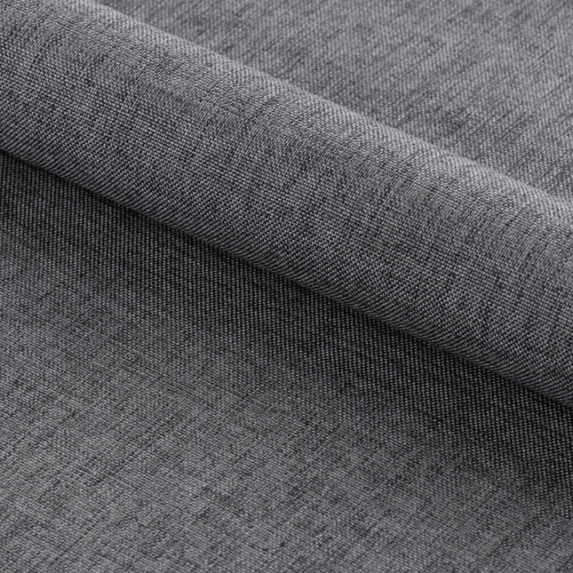 Textured grey fabric with a subtle woven pattern, rolled to show its smooth surface and depth