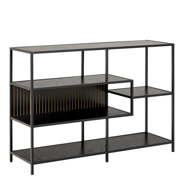 Seaford Wide Grey Steel Bookcase With 4 Grey Melamine Shelves